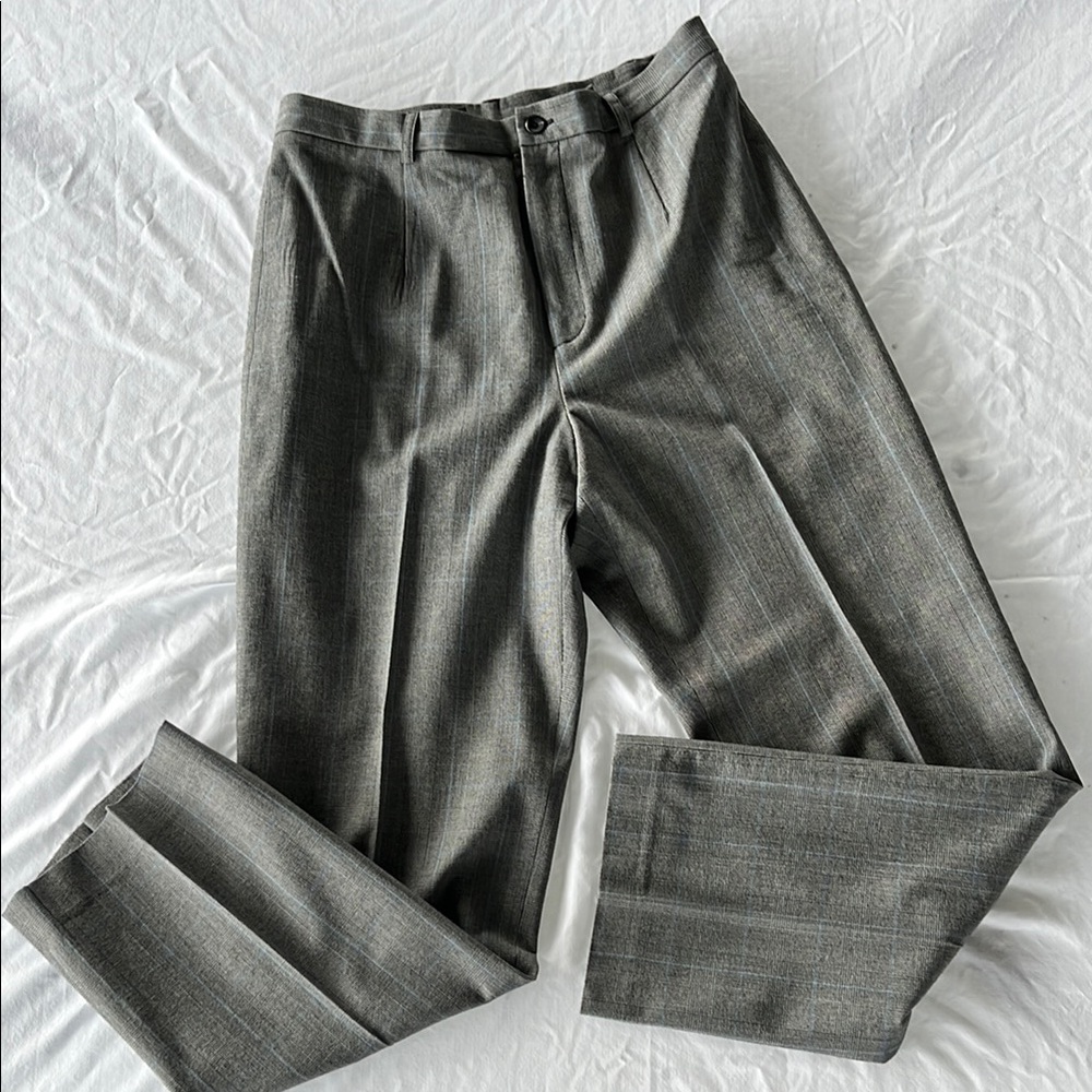 Grey with Blue Glen Plaid Rafaella Trousers - Size 12